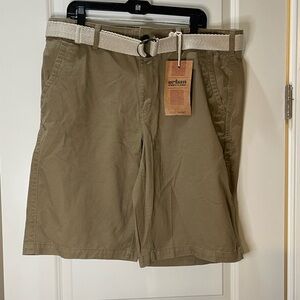 Urban Pipeline Men's Tan Flat Front Shorts with Belt Size 38